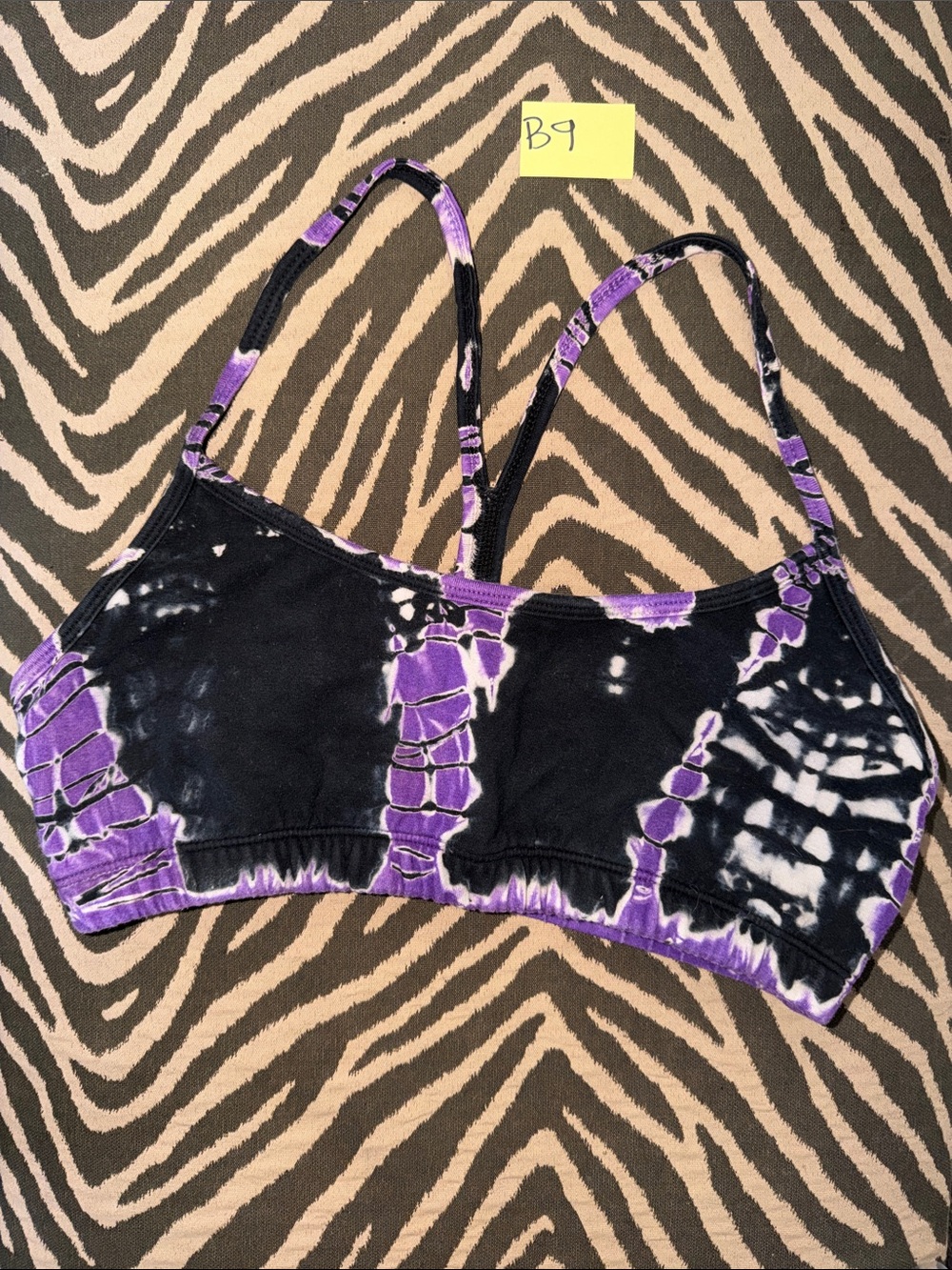 LILY LOTUS Small cotton Tie-Dye Bralette - Black & Purple